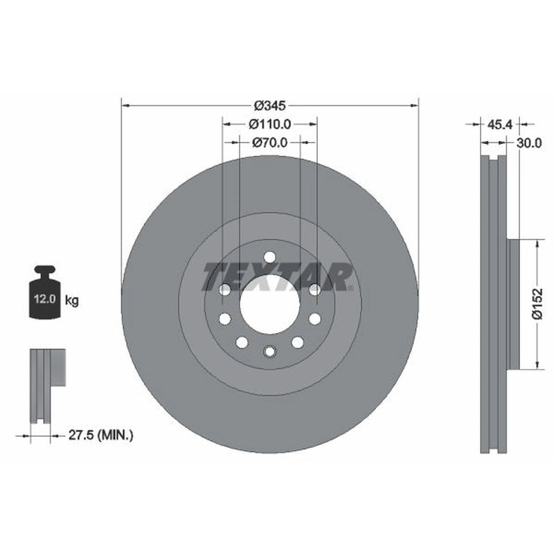 Textar 2 x Vented Front Brake Discs 92242403