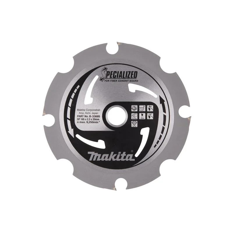 Makita B-33685 Specialized Blade for Fibre Cement Board 165 x 20mm x 4T