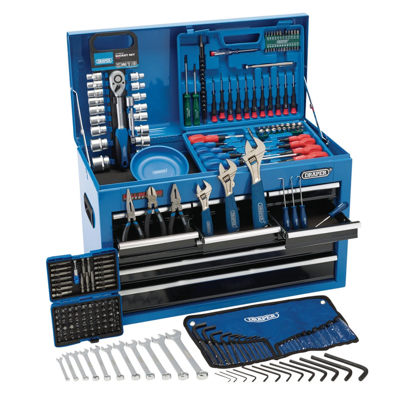 Draper Tool Kit, 9 Drawer (216 Piece) with Ball Bearing Runners