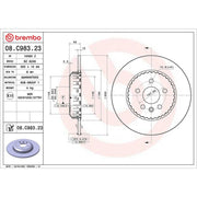 Brembo 2 x Steel Rear Brake Disc Hub Brake Discs 08.C983.23