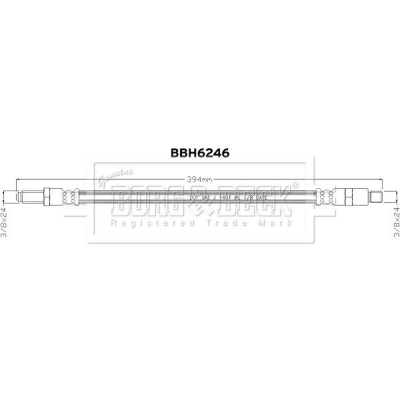 Borg & Beck Brake Hydraulic Hose Line Rear Left BBH6246