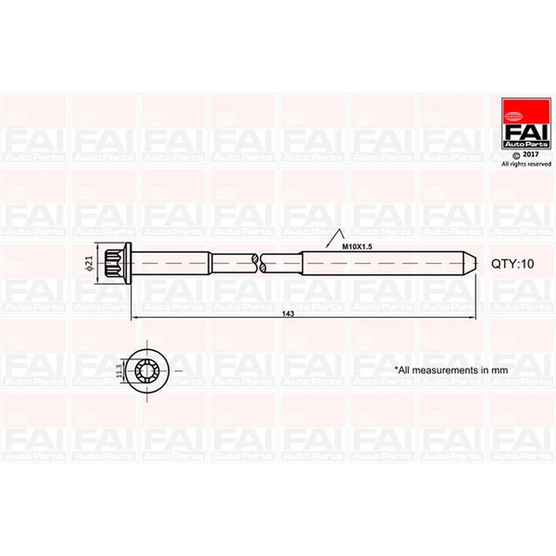 FAI Cylinder Head Bolt Set M10 x 1.5 B489