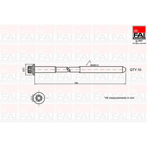 FAI Cylinder Head Bolt Set M10 x 1.5 B489