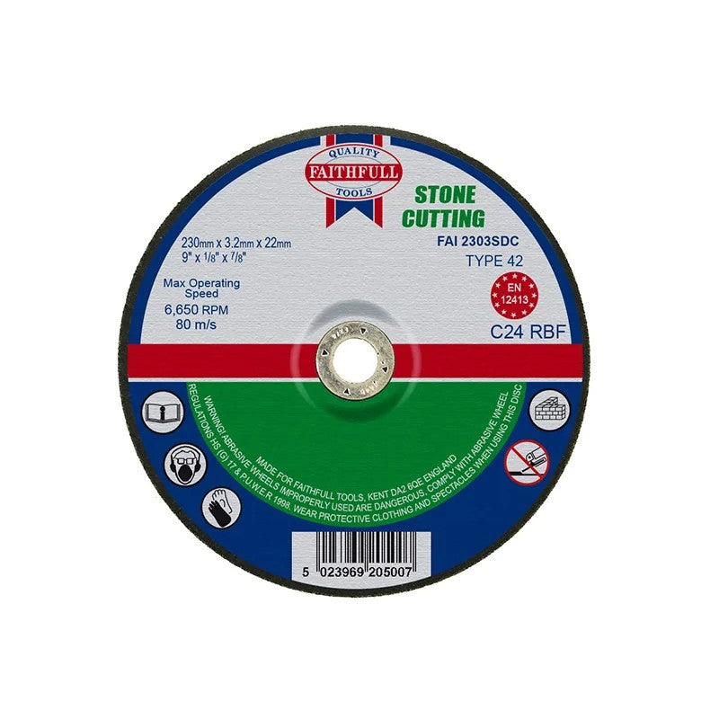 Faithfull Depressed Centre Stone Cutting Disc 230 x 3.2 x 22.23mm - FAI2303SDC