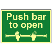 Scan Push Bar To Open - Photoluminescent 300 x 200mm - 1584