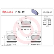Brembo 4 x Rear Brake Pad Set P30051
