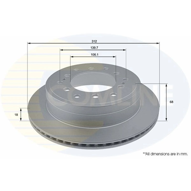 Comline 2 x Internally Vented Rear Brake Discs ADC0185V