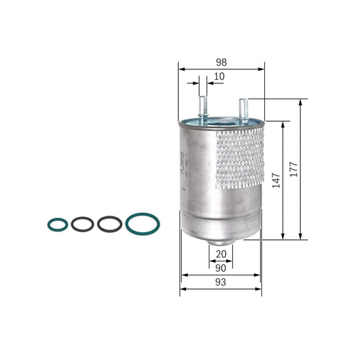 Genuine Bosch Car Fuel Filter N2850 Fits Renault Megane Cc Dci - 1.5 - 08-15 F02 Bosch  - Town Parts