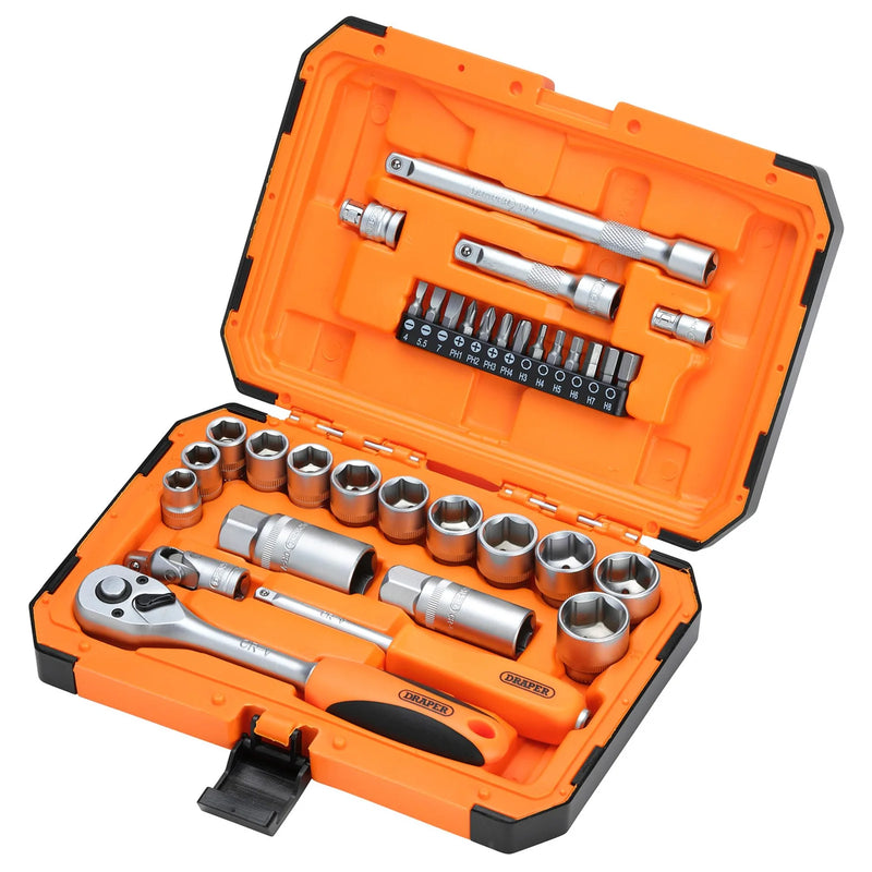 Draper HI-TORQ® 6 Point Socket Set 34 Piece 1/4" & 3/8"
