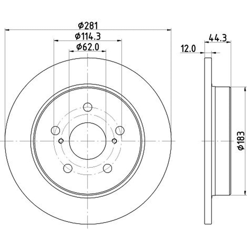 DON 2 x Solid Rear Brake Discs PCD19812