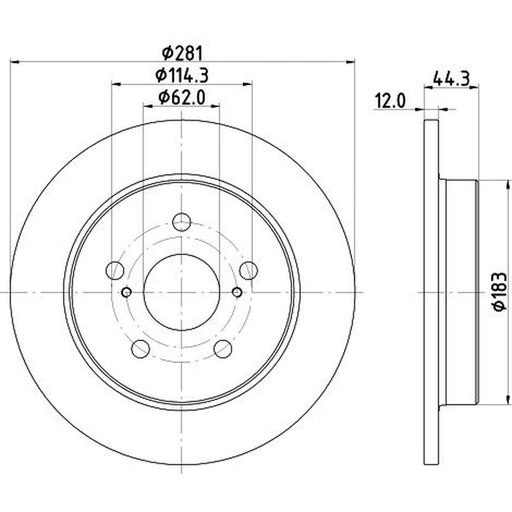 DON 2 x Solid Rear Brake Discs PCD19812