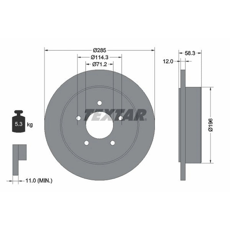 Textar 2 x Solid Rear Brake Discs 92169100