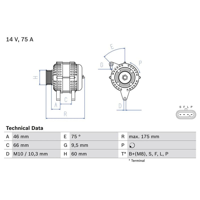Bosch Car Alternator 12V 0 986 083 770