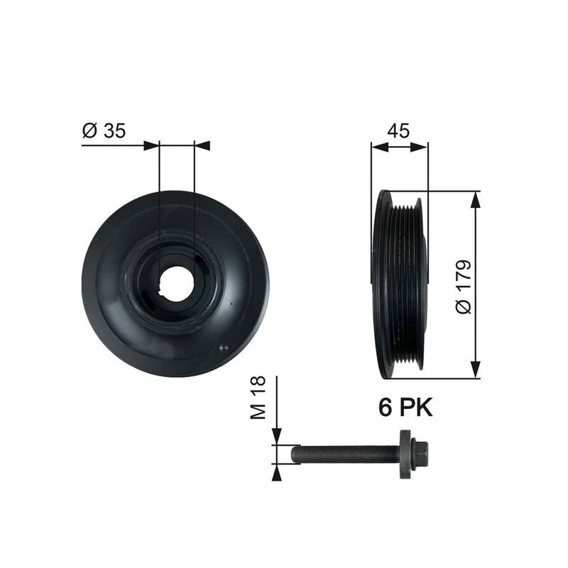 Gates Crank Shaft Belt Pulley TVD1012A