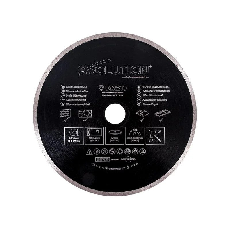 Evolution Diamond Blade, Continuous Rim 210 x 25.4mm - RAGEBLADE210DIAMOND