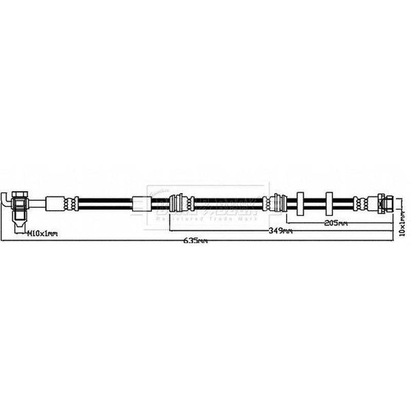 Borg & Beck Brake Hydraulic Hose Line Front Left BBH8611