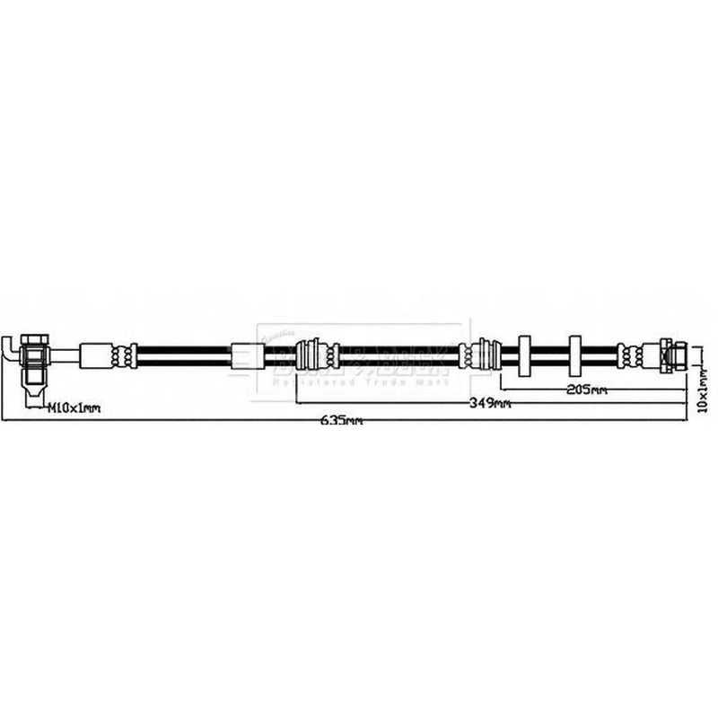 Borg & Beck Brake Hydraulic Hose Line Front Left BBH8611