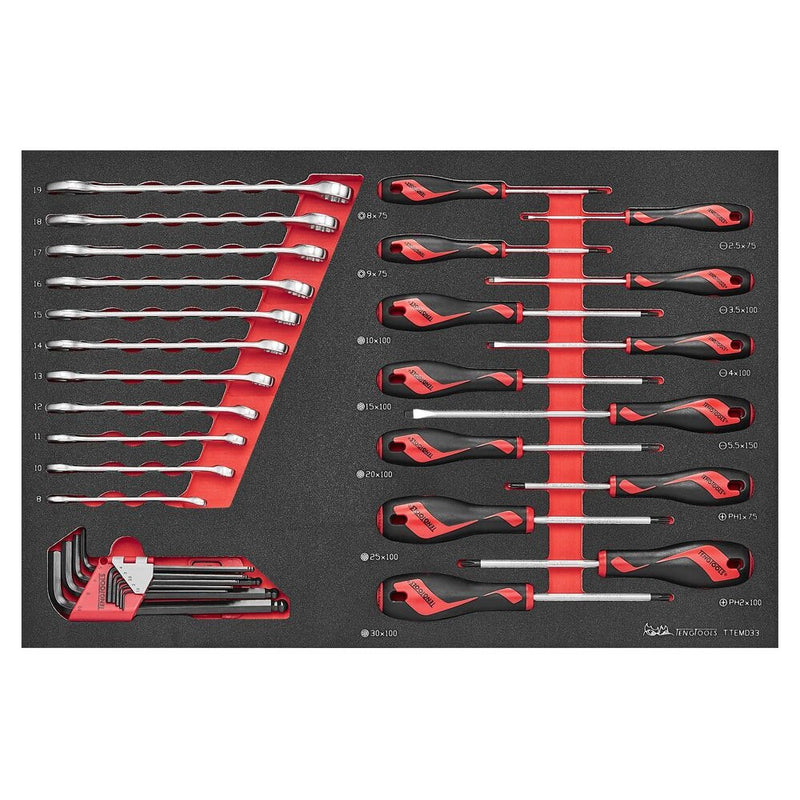 Teng Tools Screwdriver Set FOAM4X4 33 Pieces