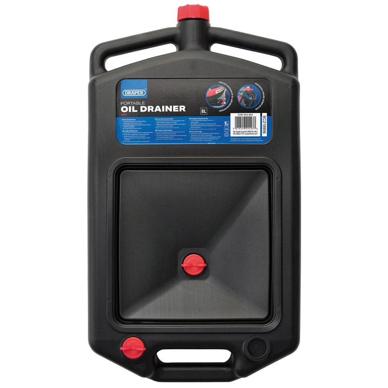 Draper Portable Oil Drainer 8L with Large Emptying Spout