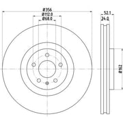 DON 2 x Internally Vented Front Brake Discs PCD13951