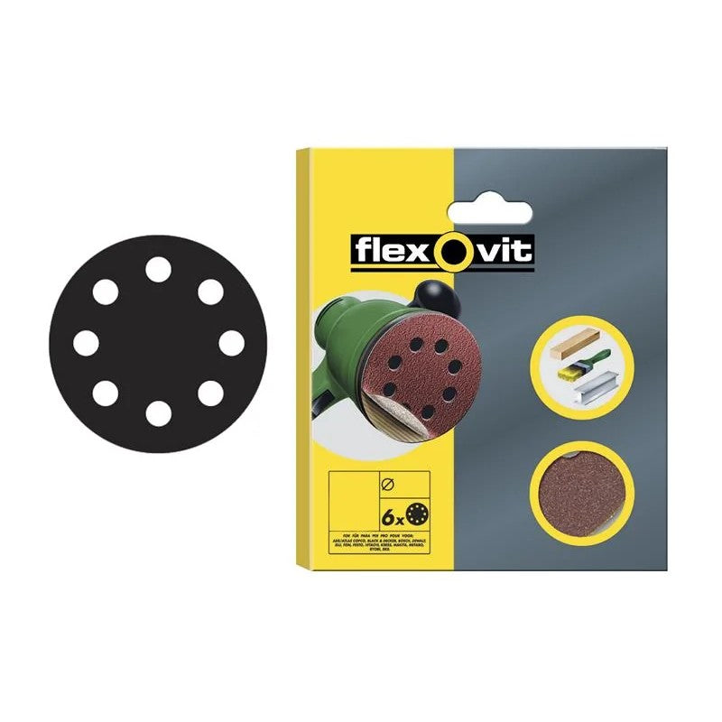 Flexovit Hook & Loop Sanding Disc Assorted (Pack 6) 115-150mm