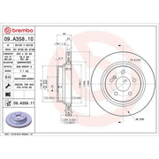Brembo 2 x Internally Vented Rear Brake Discs 09.A358.11