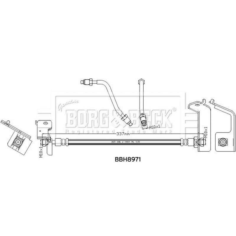 Borg & Beck Brake Hydraulic Hose Line Rear Right BBH8971
