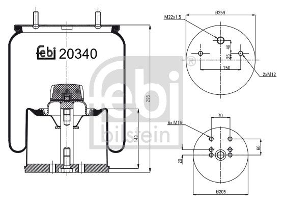 Febi Air Suspension Bellow 259mm