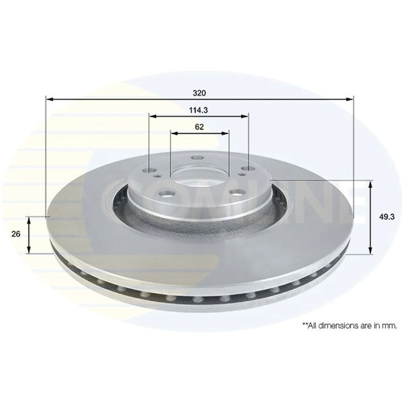 Comline 2 x Internally Vented Front Brake Discs ADC01165V