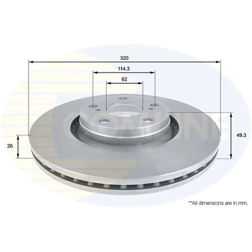 Comline 2 x Internally Vented Front Brake Discs ADC01165V