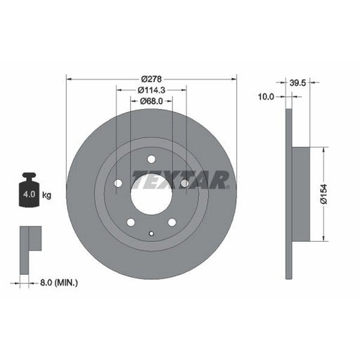 Textar 2 x Solid Rear Brake Discs 92254703