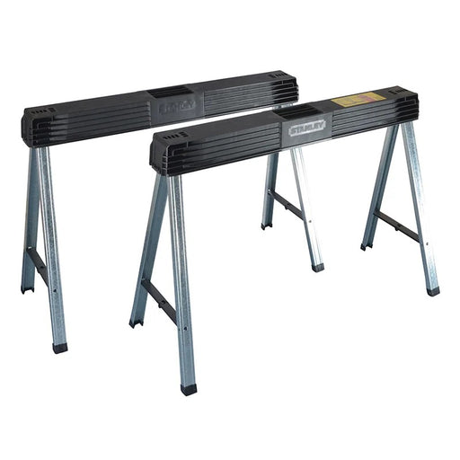 STANLEY® Hand Tools Folding Metal Leg Sawhorses (Twin Pack) - 1-97-475