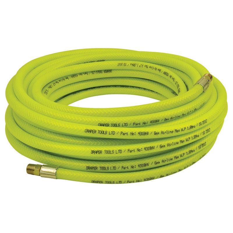 Draper High-Vis Air Line Hose, 15.2m, 1/4" BSP