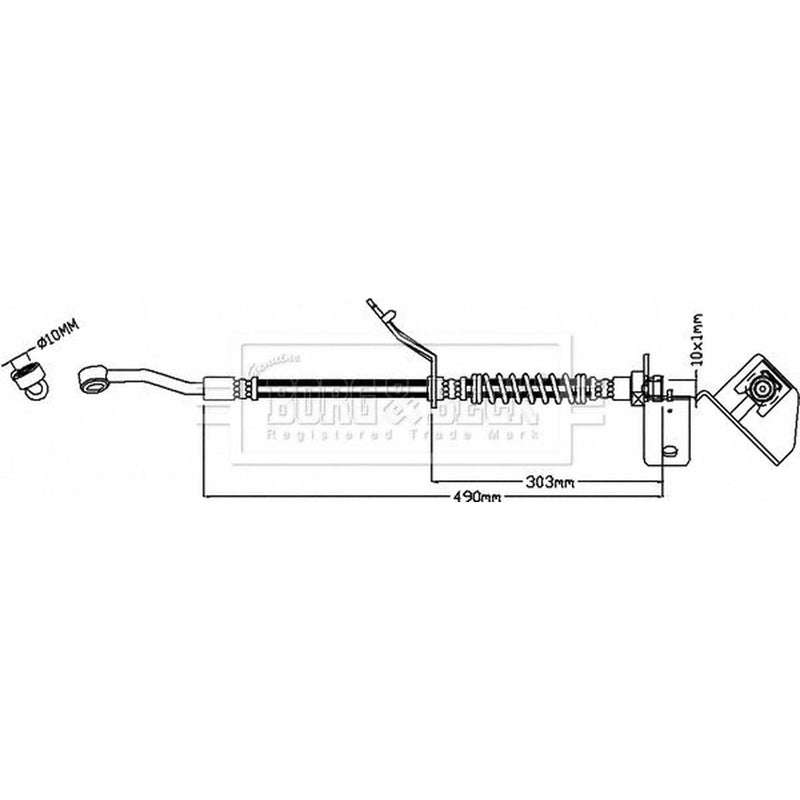 Borg & Beck Brake Hydraulic Hose Line Front Right BBH8577