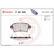 Brembo 4 x Rear Brake Pad Set P59040