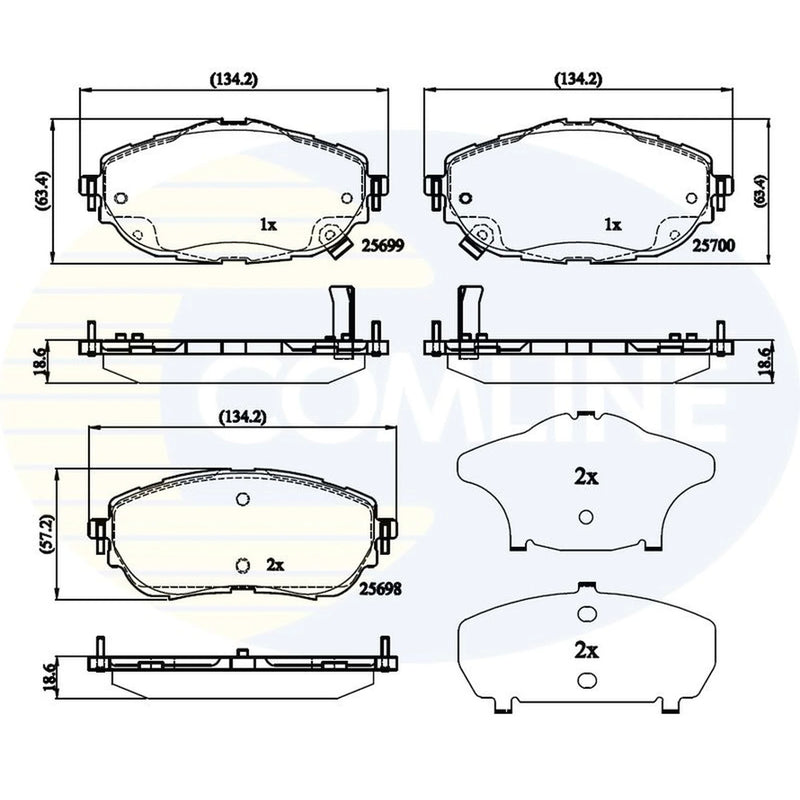 Comline 4 x Front Brake Pad Set CBP32207