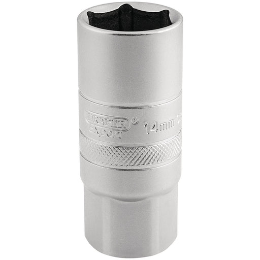 Draper 14mm Thread 6 Point Satin Chrome Spark Plug Socket, 1/2" Sq. Dr., 21mm Draper  - Town Parts