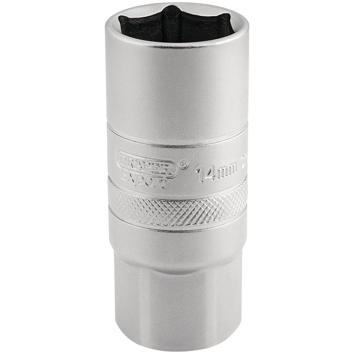 Draper 14mm Thread 6 Point Satin Chrome Spark Plug Socket, 1/2" Sq. Dr., 21mm Draper  - Town Parts
