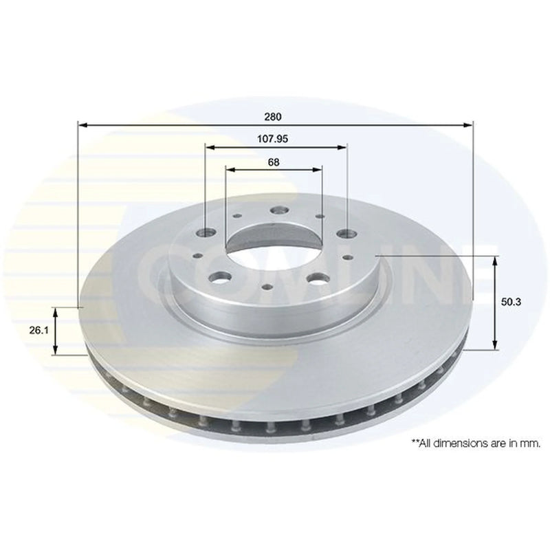 Comline 2 x Front Brake Discs ADC1904V