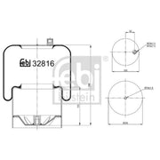 Febi Air Suspension Bellow 155mm Rear Right 32816