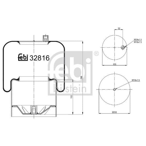 Febi Air Suspension Bellow 155mm Rear Right 32816