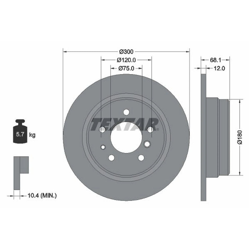 Textar 2 x Solid Rear Brake Discs 92042500