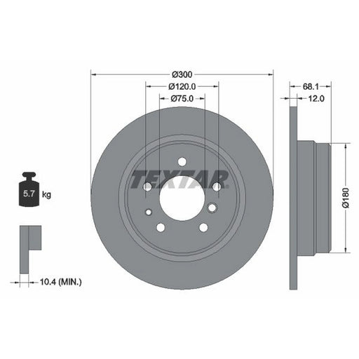 Textar 2 x Solid Rear Brake Discs 92042500