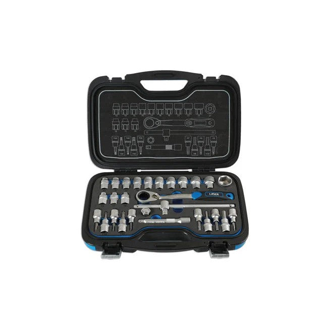Laser Tools Go Thru Socket Set 1/2"D 28pc - PL