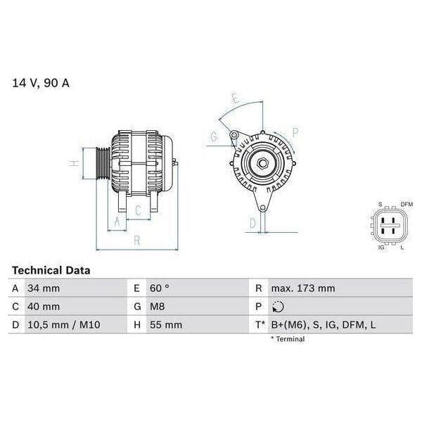 Bosch Reman Alternator 4611 0986046110 Bosch  - Town Parts