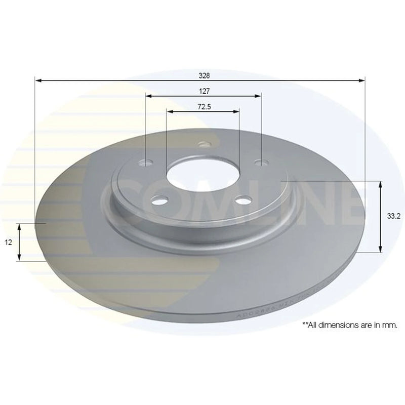 Comline 2 x Solid Rear Brake Discs ADC2836