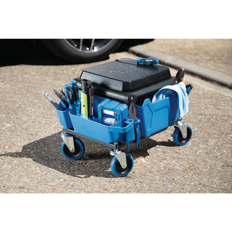 Draper Expert Work Stool with Tool Storage, Blue, 6.15kg