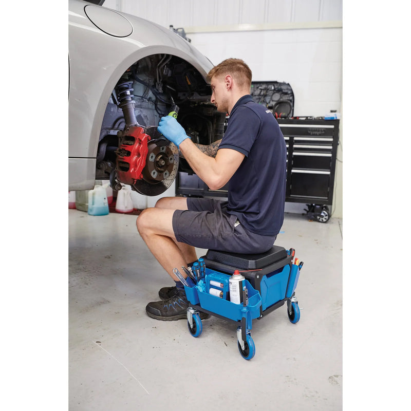 Draper Expert Work Stool with Tool Storage, Blue, 6.15kg