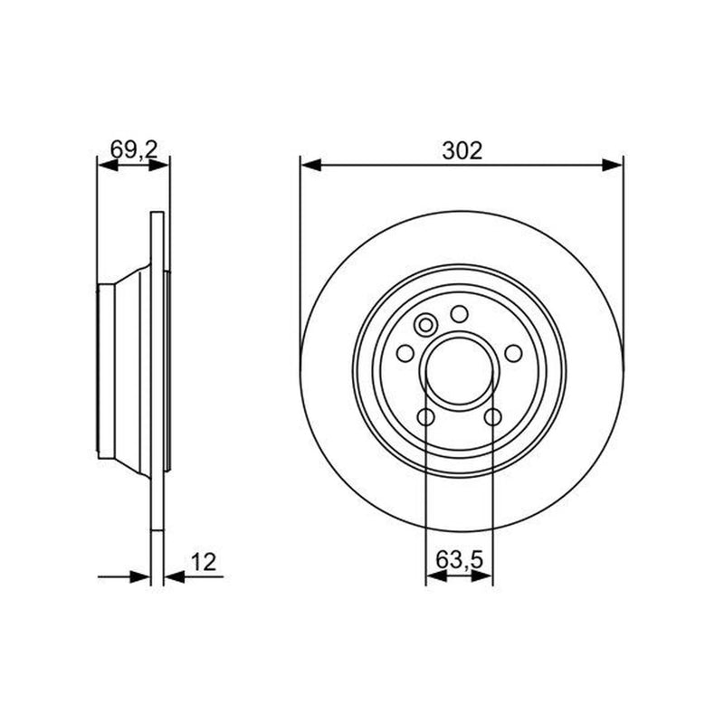 Bosch 2 x Solid Rear Brake Discs 0 986 479 396