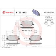 Brembo 4 x Front Brake Pad Set P07012